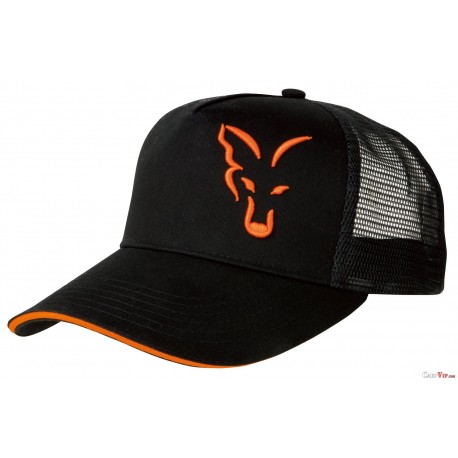 Fox® Trucker And Baseball Caps - Black/Orange Trucker Cap