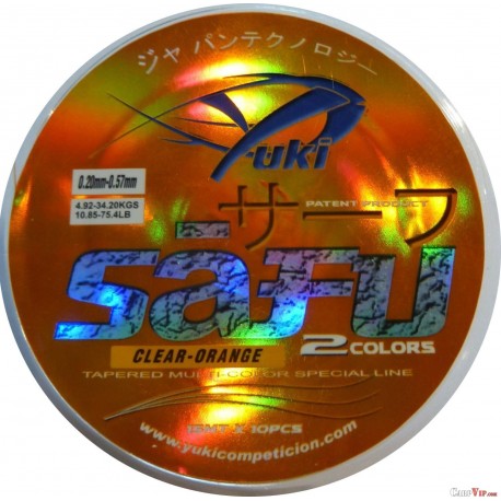 Safu : 0.30-0.57 mm 15 mtr 10 pcs, couleur Clear/rouge