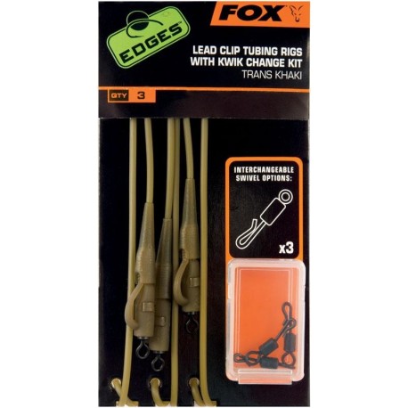 EDGES™ Trans Khaki Tubing Leadclip Rigs + kwik Change Kit