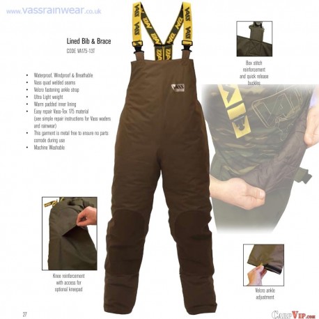 Lined Bib n Brace Winter Team Vass 175 "Khaki Edition" : Taille S